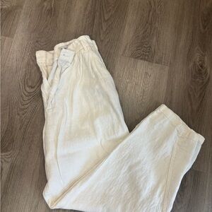 Zara Off-White Linen Trousers